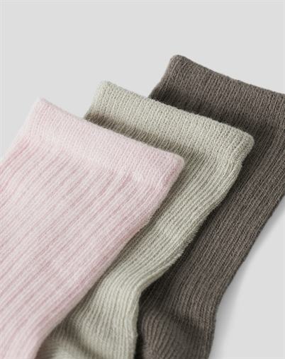 Name It - NMFNobba Strømper 3-pak - Almond Milk/ Brown Lent